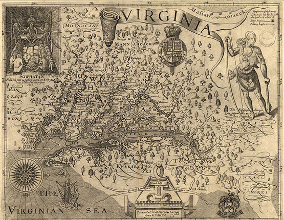 An intricate map of Jamestown drawn by John Smith