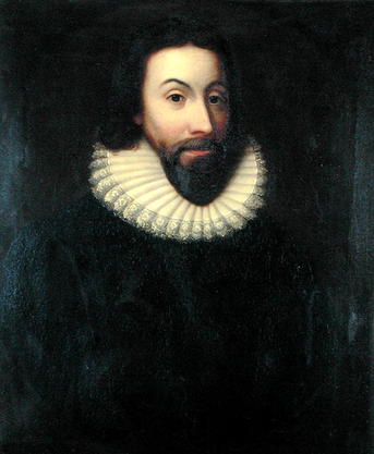 A painted portrait of John Winthrop